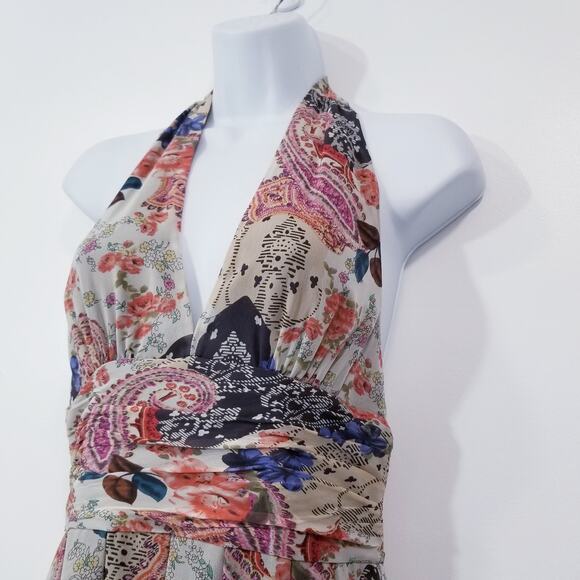 Adrianna Papell Printed SILK Halter Fit & Flare Dress - Picture 3 of 12